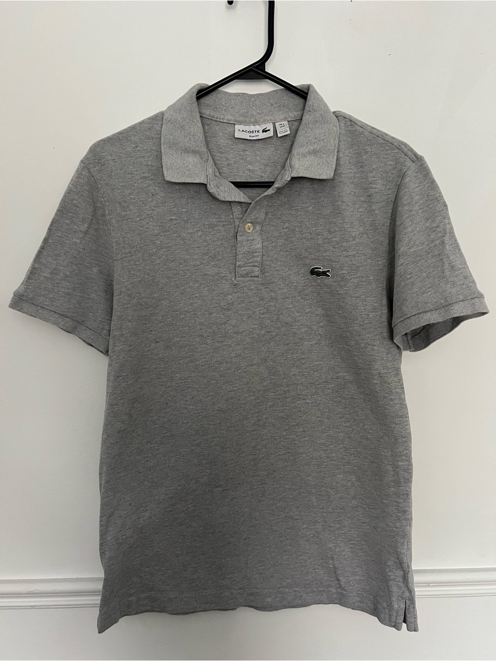Lacoste Men's Heather Gray Polo with Green Crocodile
